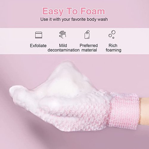 Yiclick Heavy Exfoliating Gloves, Exfoliating Body Scrubber for Bath Shower Exfoliation, Body Scrub Exfoliator for Dead Skin Remover, Exfoliate Sponge Loofah Washcloth Mitt Men Women (4Blue)