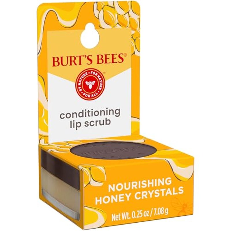 Burt's Bees Overnight Lip Sleeping Mask Stocking Stuffers, Exfoliating Scrub Restores, Hydrates & Smooths Dry Lips to Reduce Fine Lines, Honey Infused Exfoliator Formula, Conditioning Honey, 0.25 oz.