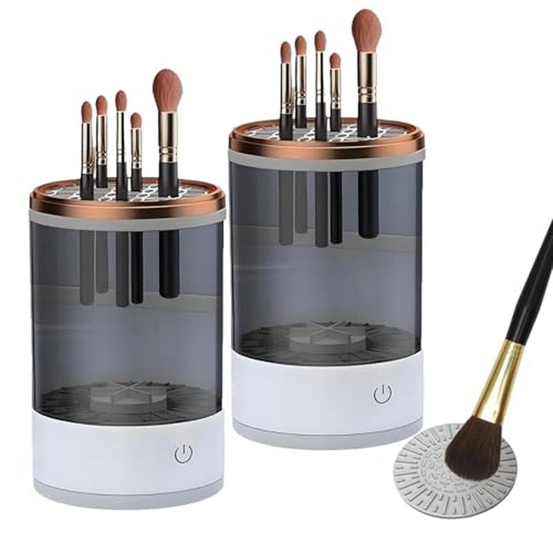 Beauty Swirl Cosmetic Brush Cleaner, The Cozy Luna Brush Cleaner, Thecozyluna Beautyswirl - Cosmetic Brush Cleaner, Automatic Spinning Cozy Luna Makeup Brush Cleaner Deep Cleaning (2pcs Black)