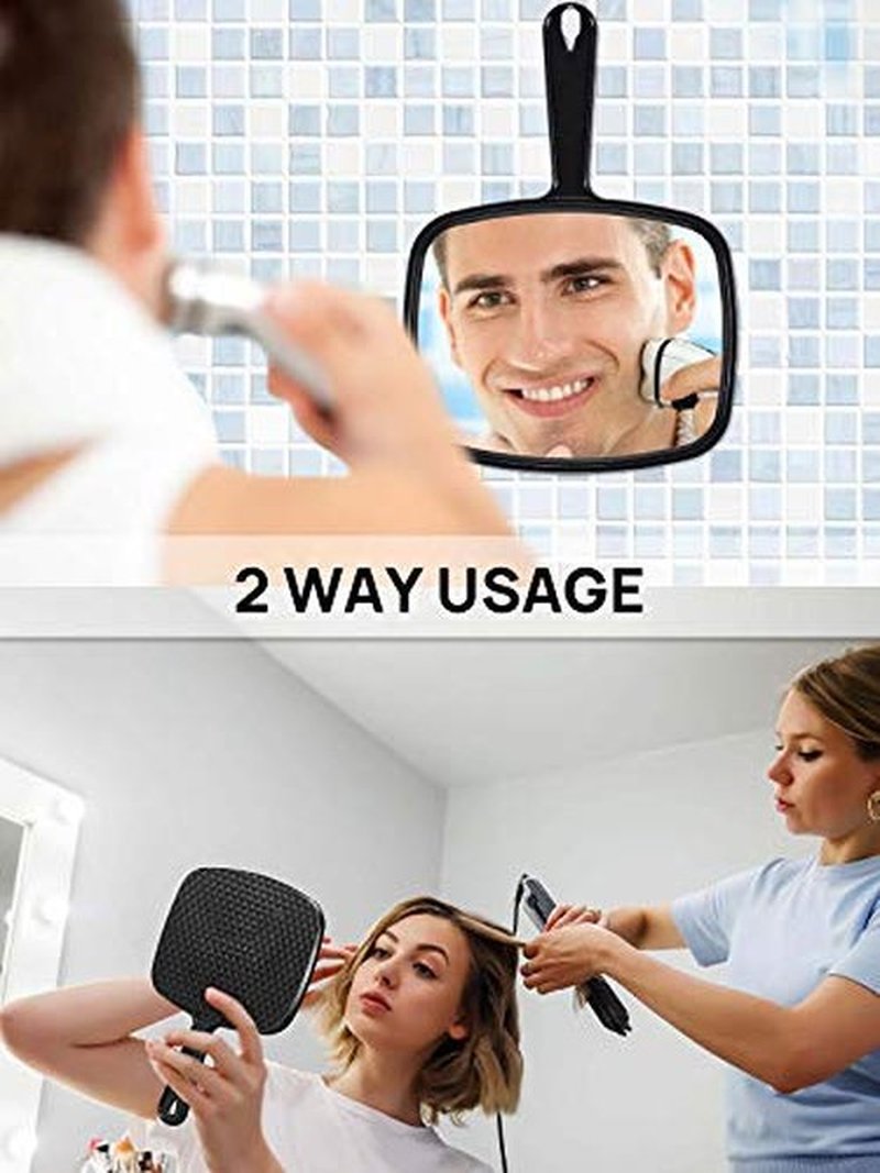 OMIRO Hand Mirror, All Black Handheld Mirror with Handle, 6.6" W x 9.3" L, Pack of 3