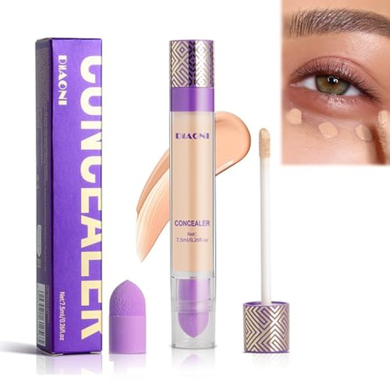 Diaoni Coverage Concealer, Diaoni Korean Concealer, Diaoni Liquid Concealer, Korean Conceals Stick Foundation, Lightweight, Long-Lasting, Waterproof, Natural Full Coverage (01#, small)