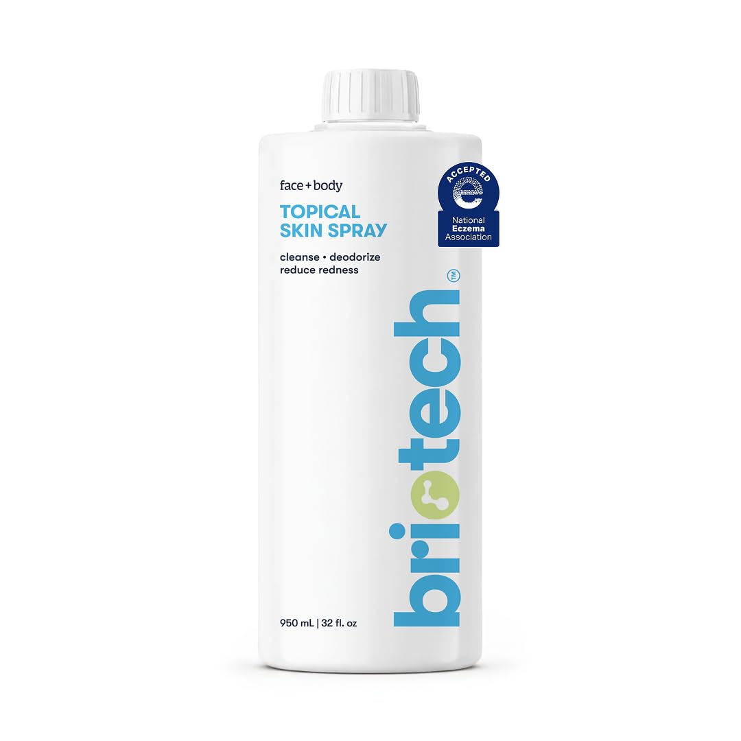 BRIOTECH Topical Skin Spray, Hypochlorous Acid for Sensitive Skin, HOCl Facial Mist, Full Body Support Against Irritation, Calm Redness, Soothe Foot & Scalp, 32 fl oz Refill (1 Pack)
