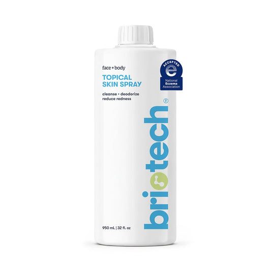 BRIOTECH Topical Skin Spray, Hypochlorous Acid for Sensitive Skin, HOCl Facial Mist, Full Body Support Against Irritation, Calm Redness, Soothe Foot & Scalp, 32 fl oz Refill (1 Pack)