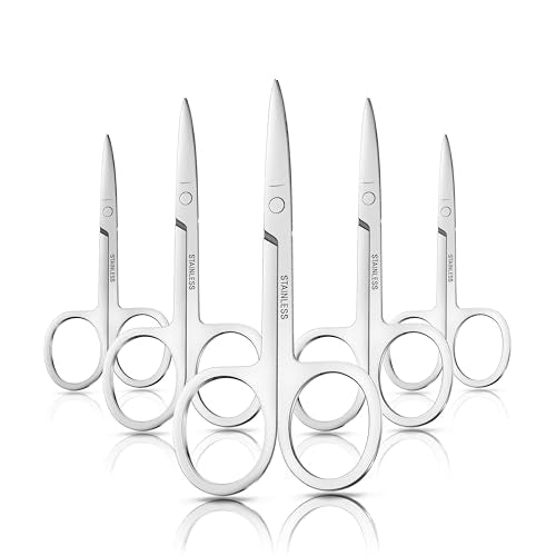 NATZERAT 5-Piece Set of Facial Hair Small Trimmer Scissors For Men's and Women's Hair is suitable,Eyebrow, Nose Hair, Mustache, Beard, Eyelashes