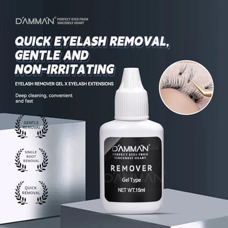 Damman Eyelash Extentions Kit One Bottle 7ml 0.5s Fast Drying Eyelash Glue and One Bottle 1-2 Mins Fast Remove Lashes Gel