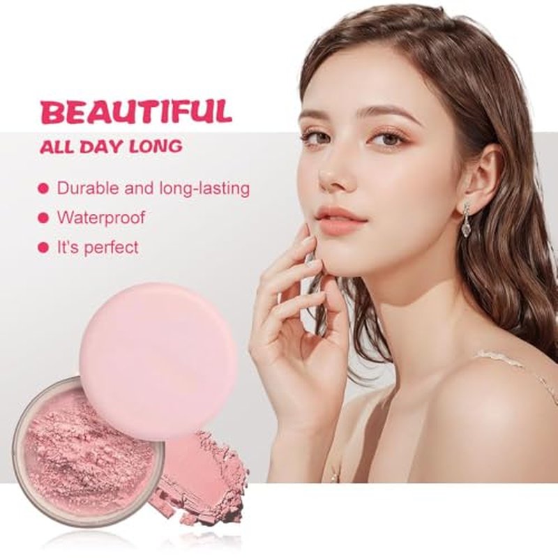 Blurring Setting Powder, 2025 Upgrade Pink Setting Powder Makeup Waterproof Setting Powder for All Skin Tones(#01)