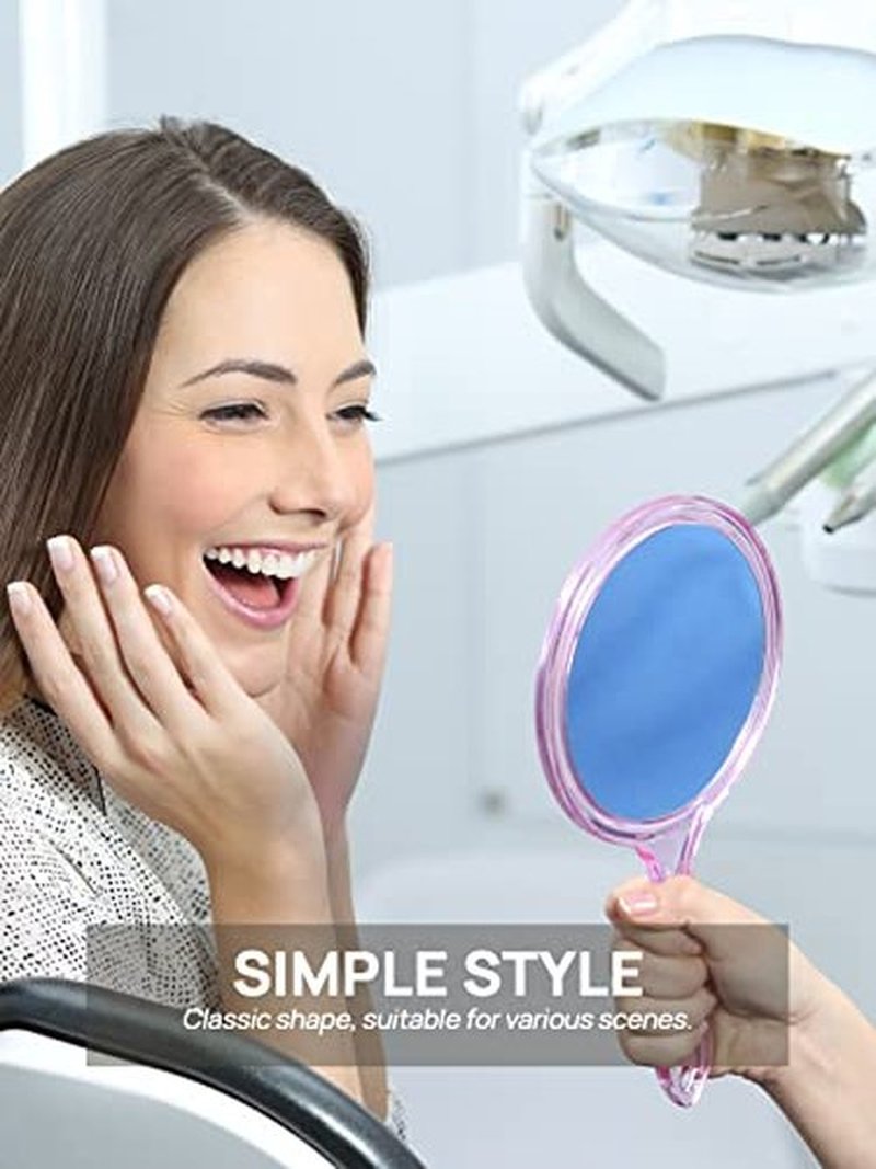 OMIRO Hand Mirror, Double-Sided Handheld Mirror 1X/3X Magnifying Mirror with Handle, Pack of 1 (Transparent Pink)