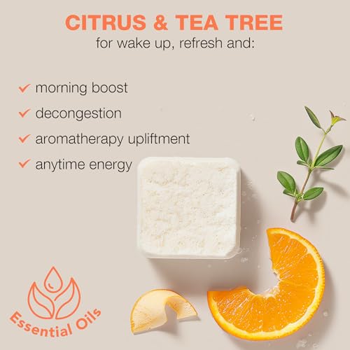 Shower Steamers Aromatherapy - USA Made with Natural Ingredients & Citrus Essential Oil, Long Lasting Shower Bombs for Energy Boost, Stocking Stuffers, Spa Gifts & Relaxing Gifts for Women & Men