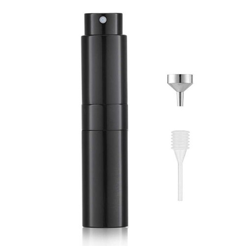 LISAPACK 8ML Atomizer Perfume Spray Bottle for Travel, Empty Refillable Cologne Dispenser, Portable Sprayer for Men and Women (Gloss Black)