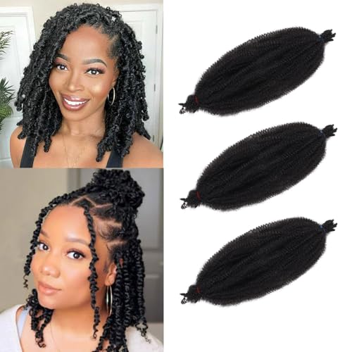 ZRQ 24 Inch Springy Afro Twist Hair 8 Packs Wine Red Marley Crochet Braiding Hair For Distressed Locs Synthetic Pre-Separated Spring Twist Hair Extension For Black Women 8 Strands/Pack (BUG#)