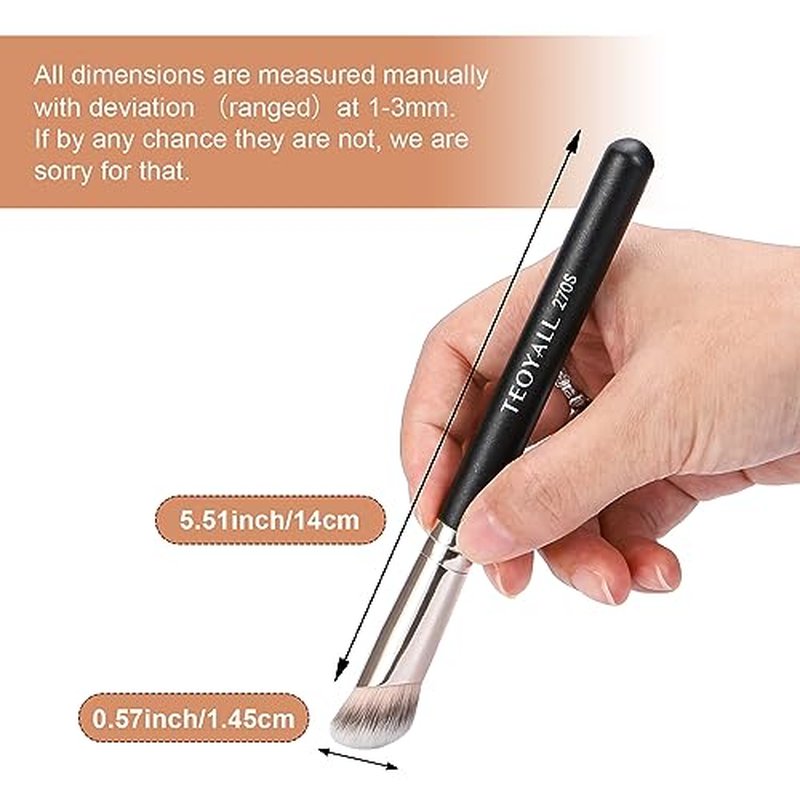 TEOYALL Foundation Contour Brush Set, 2PCS Angled Synthetic Kabuki Brush for Blending Setting Concealing Buffing with Liquid, Cream and Powder Cosmetic (170S/270S)