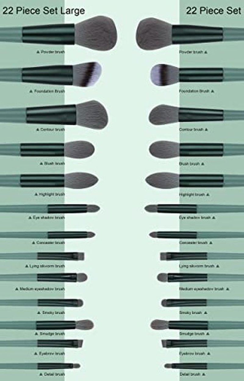 Koccido Makeup Brushes 22 Pcs Makeup Kit,Foundation Brush Eyeshadow Brush Make up Brushes Set (Green, 22 Piece Set Large)