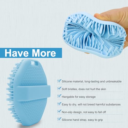 WETANG Silicone Body Scrubber, Body Wash Scrubber, Shower Scrubber for Body, Non-Slip Handle for Easy Cleaning, Travel Friendly (Black)