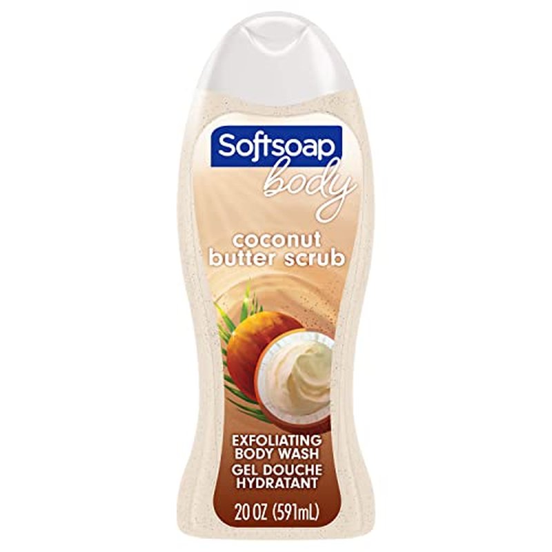 Softsoap Body Wash, Coconut Butter Scrub , Exfoliating Body Wash, 20 Ounce, 4 Pack