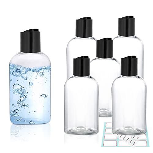 Kitchen GIMS Clear Plastic Travel Bottles for Toiletries Travel Shampoo Bottles with Disc Top Caps 6 Pack 3.4 oz Travel Bottles TSA Approved Travel Toiletry Containers for Shampoo, Conditioner