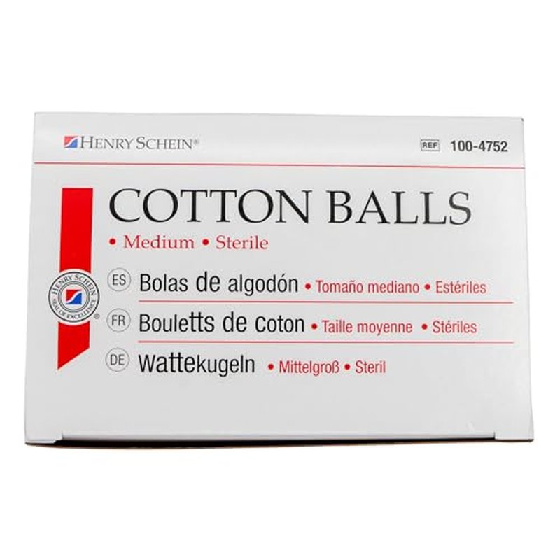 Henry Schein Cotton Ball, Sterile Medium, 500 / Box, 1Box