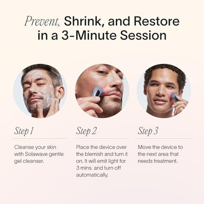 Solawave Bye Acne Spot Treatment, Red Light Therapy and Blue Light Therapy, Use Before Pimple Patches. Acne Light Device, Face Care Must-Have, Charcoal