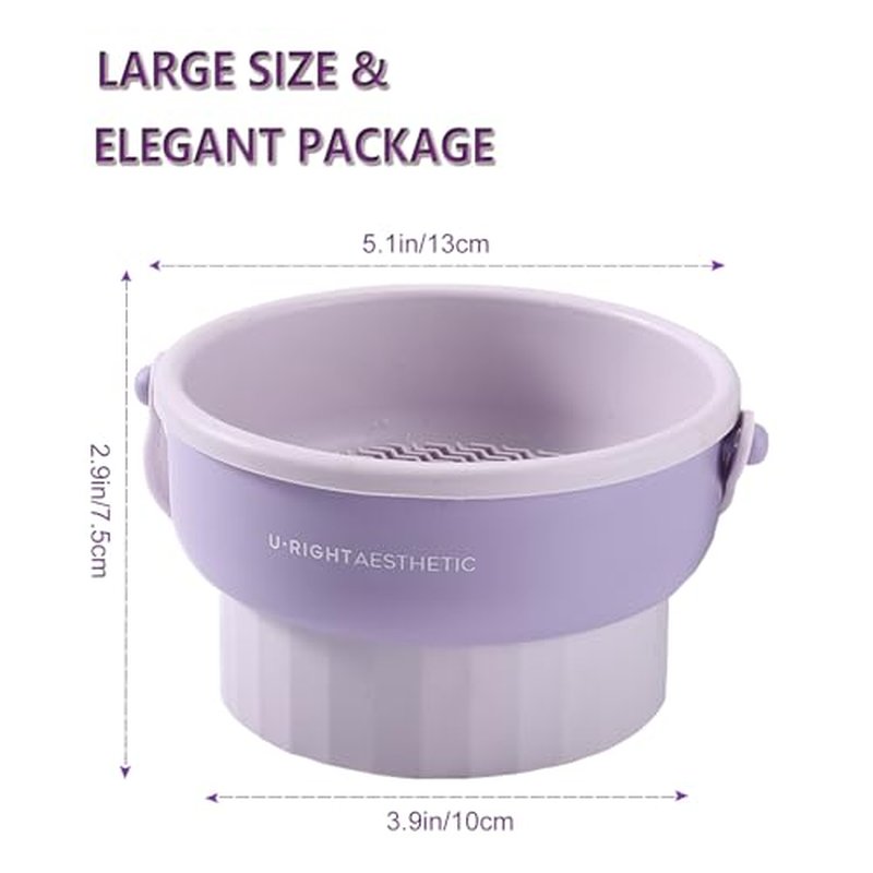 UPTOZOBLY 3 in 1 Brush Cleaning Mat with Brush Drying Holder, Silicone Makeup Brush Cleaner Mat Make Up Brush Cleaning Bowl Cosmetic Brush Washing Tool for Makeup Brush, Sponge, Powder Puff (Khaki)