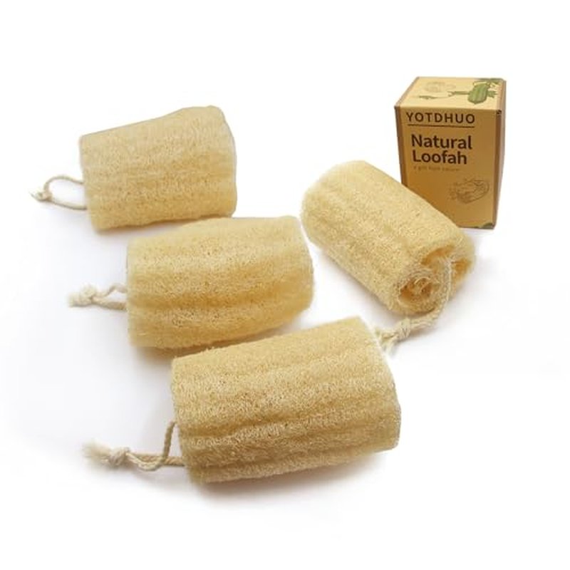 Natural Loofah Sponge Exfoliating Body Scrubber(6"Economical 4Pack),Organic Luffa for Women and Men in Shower