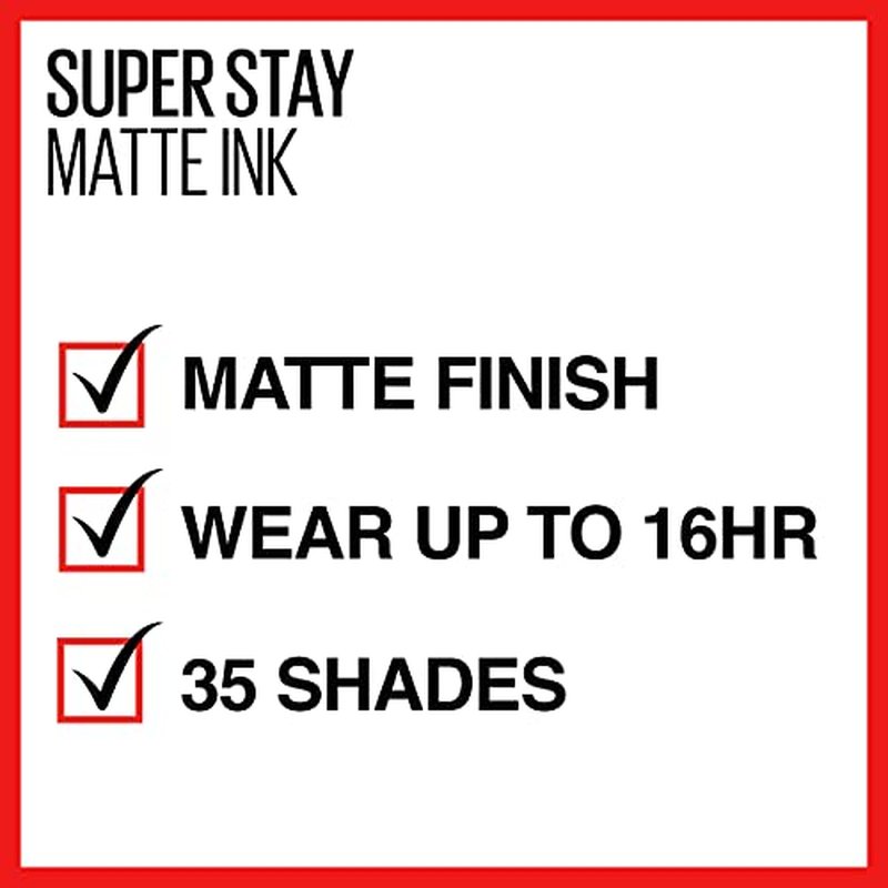 Maybelline Super Stay Matte Ink Liquid Lipstick Makeup, Long Lasting High Impact Color, Up to 16H Wear, Shot Caller, Bright Pinky Red, 1 Count