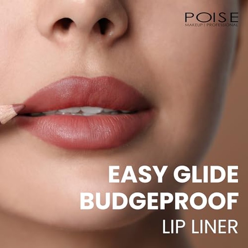 POISE Makeup Lip Liner Pencil | Long-lasting Water-resistant Lip Color Pencil, COCOA (cool brown)