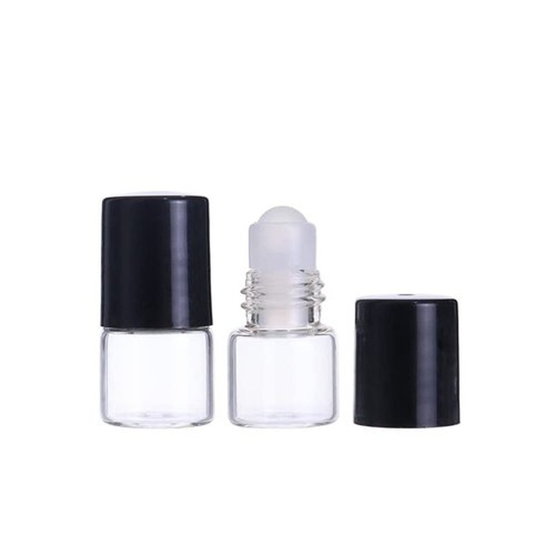 UUYYEO 12 Pcs 1ml Mini Glass Roll on Bottles Roller Bottles Refillable Essential Oil Bottles Aromatherapy Bottles Sample Vials Container Black
