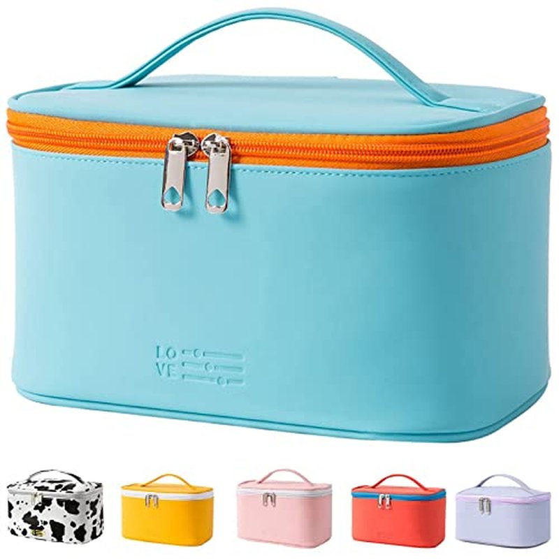 KITENROM Extral Large Makeup Bag Portable Cosmetic Bags for Women Zipper Pouch for Purse Make Up Case with Detachable Divider Toiletry Organization Waterproof Green