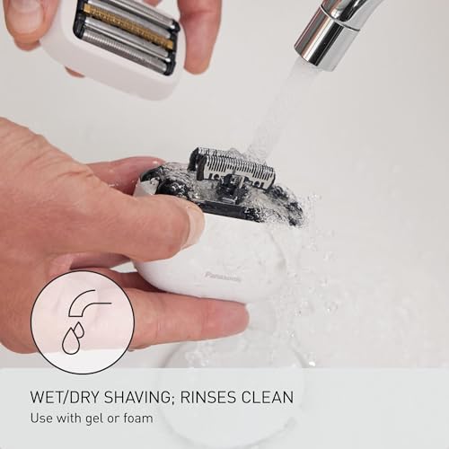Panasonic ARC5 Palm-Sized Electric Razor, Handheld Luxury Compact Travel Shaver with Upcycled Body, 5-Blade Cutting System, and USB-C Charging, Wet/Dry - ES-PV6A-W