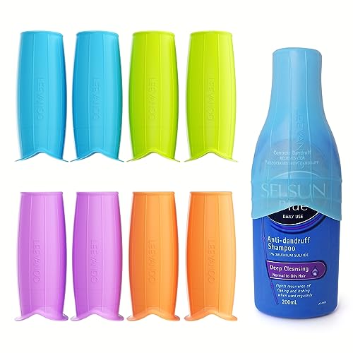 leevanoo Silicone Leak Proof Sleeves,8 PCS Elastic Sleeves for Leak Proofing Travel,Reusable Silicone Toiletry Sleeves Leak Proof,travel gadgets,travel size toiletries for Women (8 Pack)