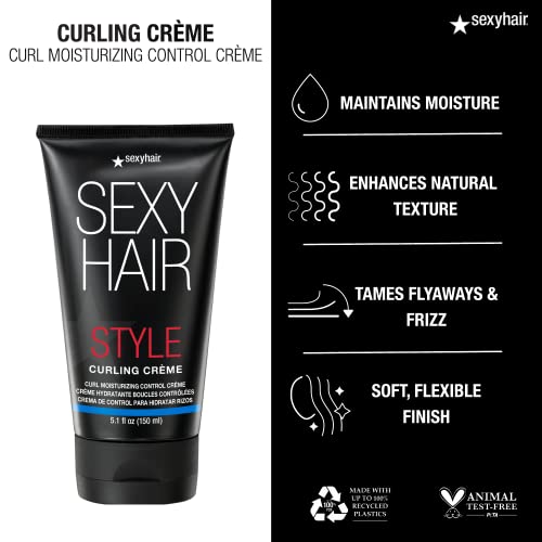 SexyHair Style Curling Crème Curl Moisturizing Control Crème, 5.1 Oz | Light Control | Maintains Moisture and Combats Frizz