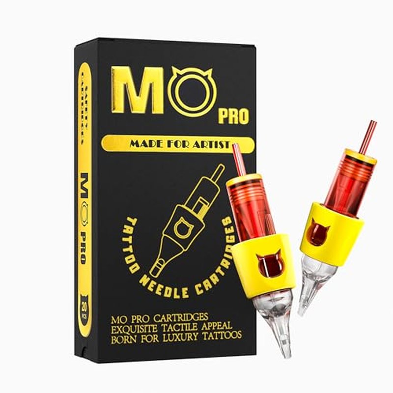 Tattoo Cartridge Needles - 20PCS MO PRO Expert Grade Disposable Tattoo Needles Standard #12 Round Liner 3, Silicone Finger Ledge for Excellent Comfort, Grip and Control