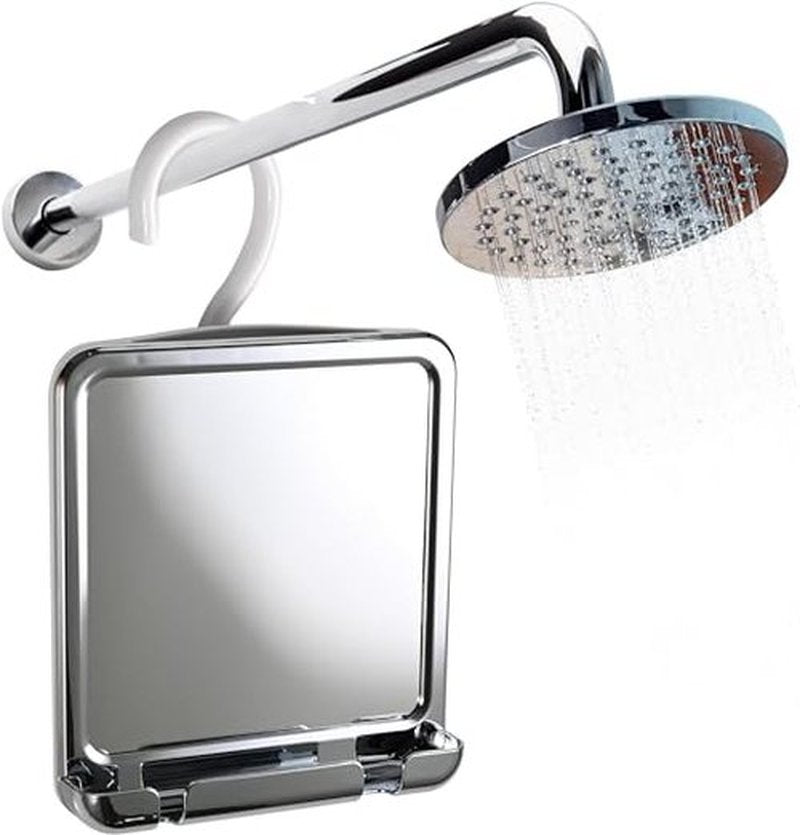 MIRRORVANA Fogless Shower Mirror for Shaving with Razor Holder and Dual Anti Fog Design - Hook for Hanging - Shatterproof 8" x 7" Surface (Chrome)