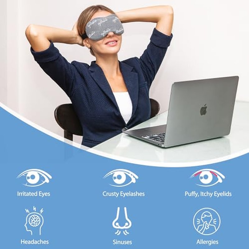Heated Eye Mask, Microwave Eye Mask for Dry Eyes, Warm Eye Compress Moist Heat Blepharitis,Itchy Eyes&Eye Strain Treatment (Gray)
