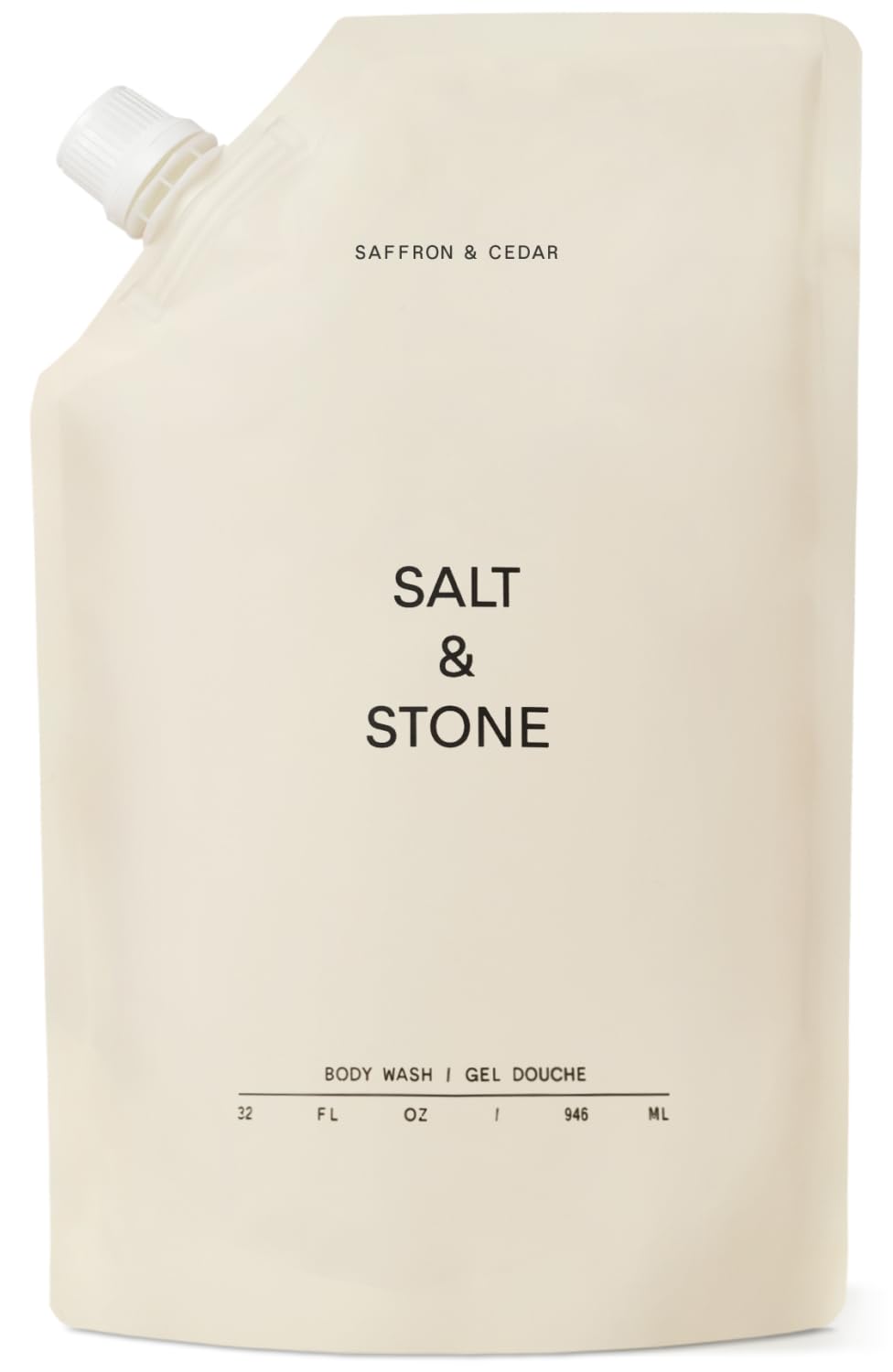 Salt & Stone Body Wash for Women & Men, Saffron & Cedar Refill 32 fl oz