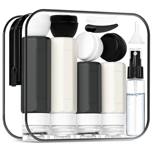 Ruinovate 17 Pack Travel Bottles for Toiletries, TSA Approved Travel Size Toiletries Bottles, Leak Proof Travel Size Containers, Travel Essentials for Body Wash, Shampoo, Lotion & Conditioner Black