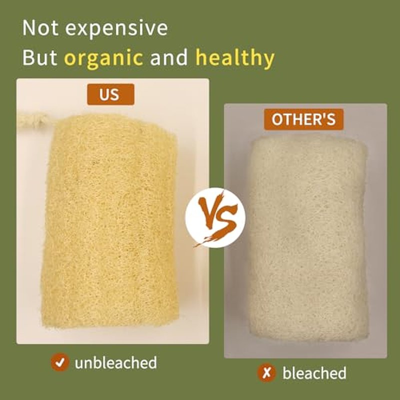 Natural Loofah Sponge Exfoliating Body Scrubber(6"Economical 4Pack),Organic Luffa for Women and Men in Shower