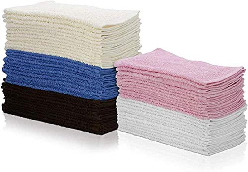SIMPLI-MAGIC 79264C Cotton Washcloths, Size: 12”x12”, Multi Color, (Pack of 8, 400 Count Total)