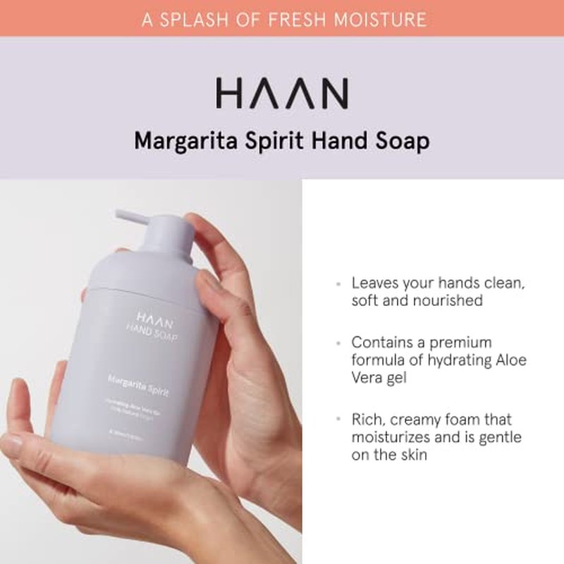 HAAN Foaming Hand Soap | Moisturizing Liquid Hand Soap for Dry Skin | Multi Purpose Hand Wash with Aloe Vera & Cocos Nucifera | Natural Bathroom Soap w/Pump Dispenser | Margarita Spirit - 11.8 Fl Oz