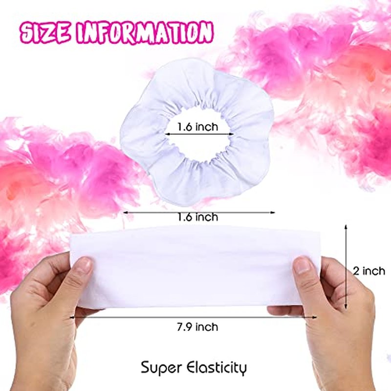 Waydress 12 Pieces Tie Dye White Scrunchies and White Stretchy Headband, Solid Scrunchies Elastic Hair Ties Cotton Soft Elastic Headbands Yoga Headband Ponytail Holder for Women Hair Styling