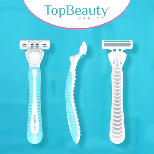 TopBeauty Paris Slim Razors for Women - Manual Razor with Refills (Handle + 18 Replaceable Cartridges) - 3-Blades Technology - Beautiful Price - Bikini Razor - Soft Shave & Loving Care