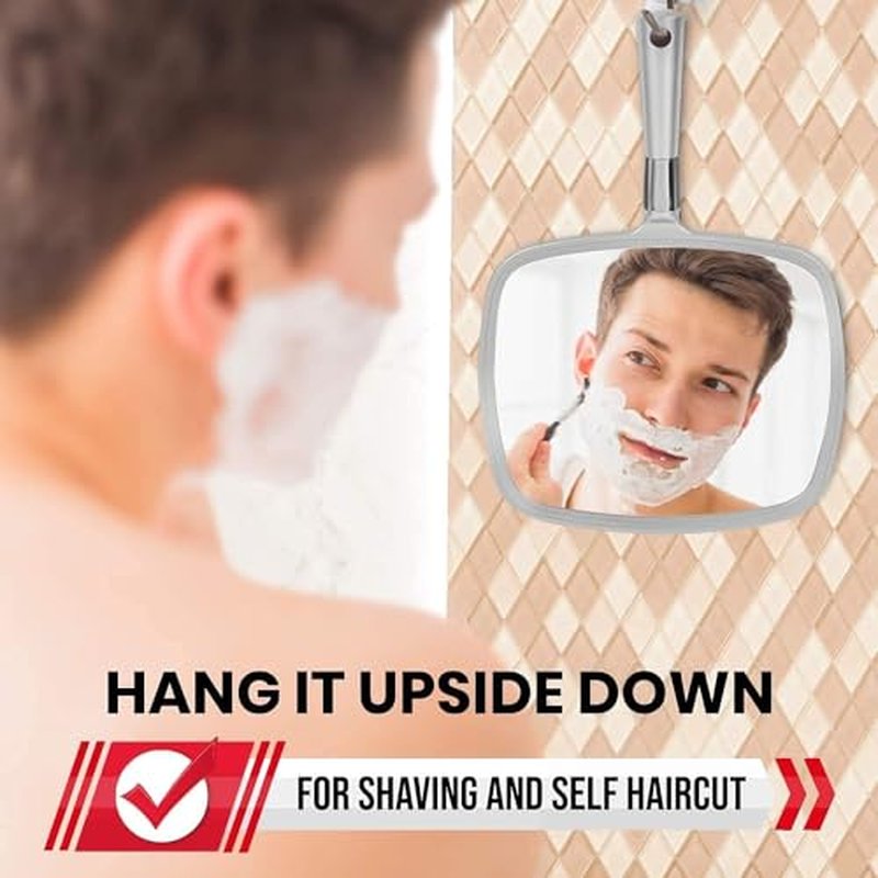 MIRRORVANA Pack of 5 Large & Comfy Hand Held Mirror - Buy Cheap in Bulk for Barber Shop, Hairstylist, Salon or Wholesale (Silver)