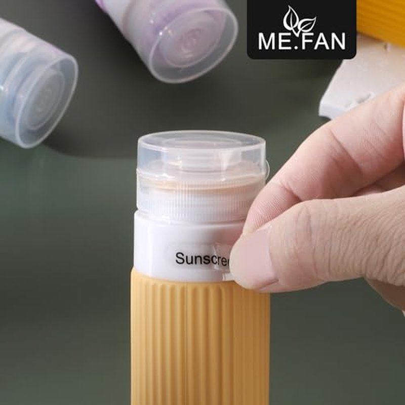 ME.FAN Travel Bottles for Toiletries, TSA Approved 3oz Silicone Travel Size Containers/Portable Split Bottle, Travel Accessories for Conditioner, Shampoo, Lotion - 4 Pack Yellow