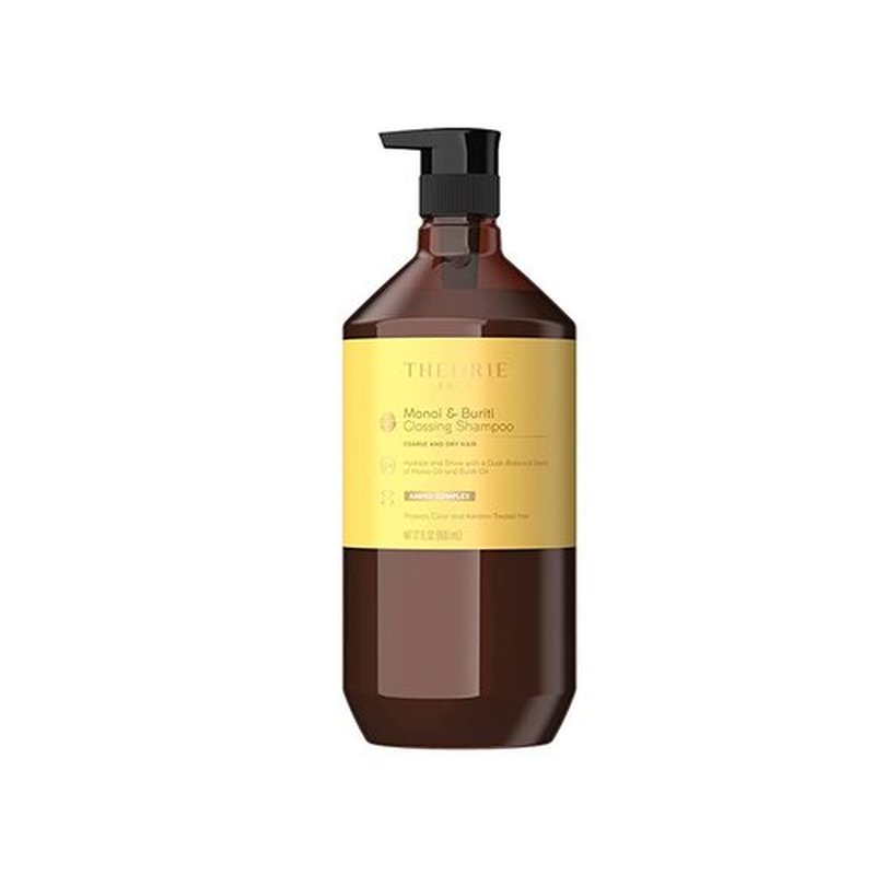 Theorie Monoi and Buriti Glossing Shampoo - Hydrate & Shine - Suited for Coarse and Dry Hair - Protects Color & Keratin Treated Hair, Pump Bottle 800mL