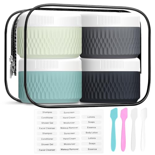 Travel Containers for Toiletries, Silicone Cream Jars BPA Free, TSA Approved 1.3oz Travel Size Containers, Leak-proof Travel Essentials with Lid for Cosmetic Face Hand Body Cream