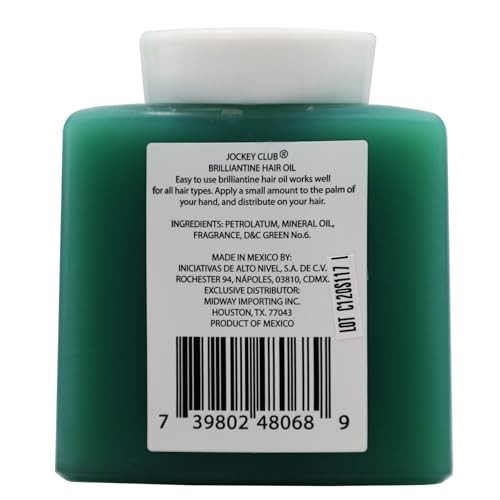 Midway Importing Jockey Club Solid Brilliantine Hair Styling Oil, Helps Softens All Hair Types, Lavender Scented, 4 Fl Oz Plastic Jar (Pack of 4)