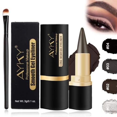 EZGHAR Bousalutend Eye Liner, Bousalurrens Eyeliner Cream, Bousalutend Eyeliner, Ayky Long Wear Gel Eyeliner, Matte Quick-Dry Natural Black Eyeliner Cream, Waterproof Smudge Proof (#02)