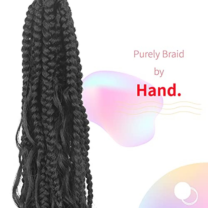Niseyo Goddess Box Braids Crochet Hair 12 Inch 8 Packs Short Crochet Box Braids Pre Looped Curly Ends Gray Boho Style Synthetic Hair (Tgrey/Ombre Grey)