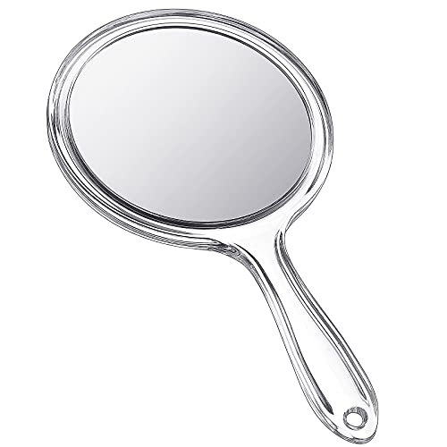 Jetec Hand Mirror Double Sided Handheld Mirror 1X/ 2X Magnifying Mirror with Handle Mirror Rounded Shape Makeup Mirror (Black)