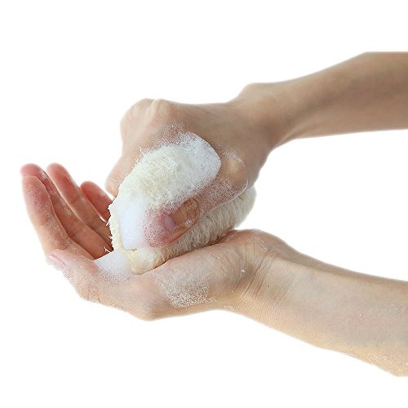 pisdoplop 4" Natural Loofah Exfoliating Body Sponge Scrubber for Skin Care in Bath Spa Shower Pack of 4