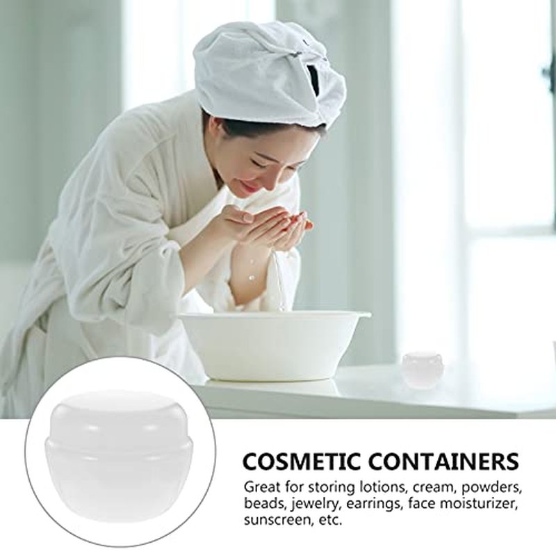 HONMEET 12pcs Plastic Cream & Milk Box Cosmetic Containers Cosmetic Sample Jars Travel Containers for Creams Round Container with Lid Lotion Container Cosmetic Cream Containers White